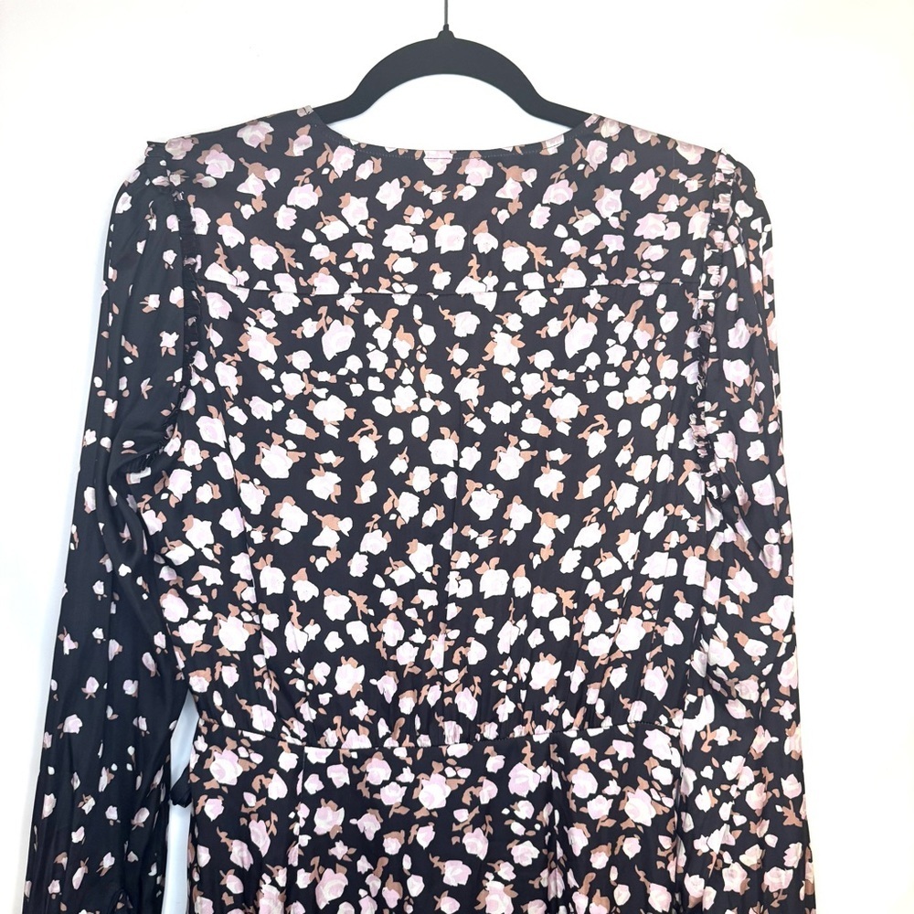 PAIGE Carrie Ann Floral Long Sleeve Wrap Dress with Ruffle Hem Size M - Picture 10 of 11